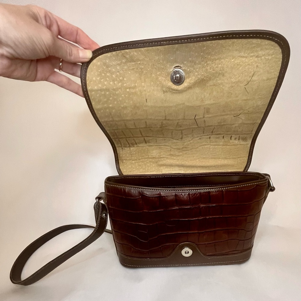 VTG DOONEY & BOURKE #42315 Croc Embossed Leather Mulberry Shoulder Crossbody Bag - Picture 6 of 9